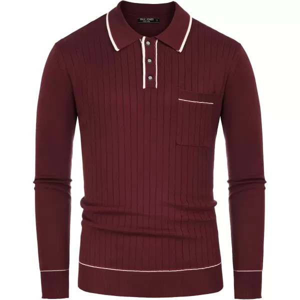 PJ PAUL JONES Mens Long Sleeve Pullover Sweaters Vintage Button-Up Knit Shirt