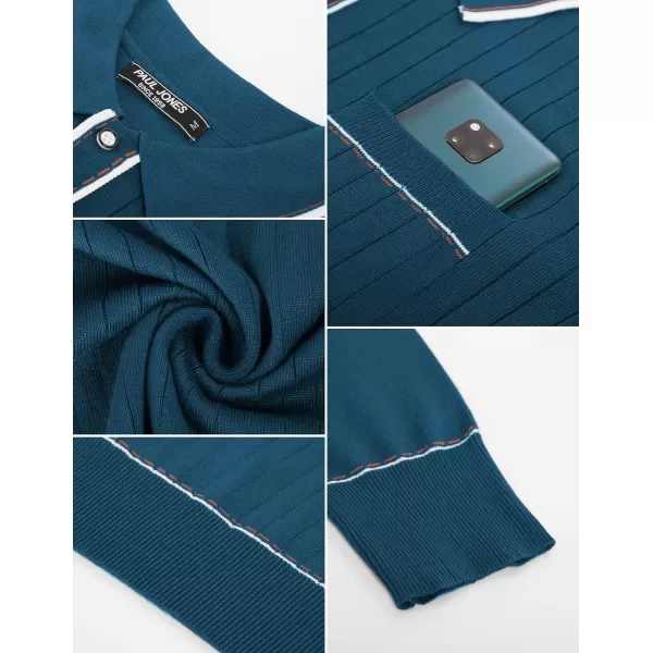 PJ PAUL JONES Mens Long Sleeve Pullover Sweaters Vintage Button-Up Knit Shirt