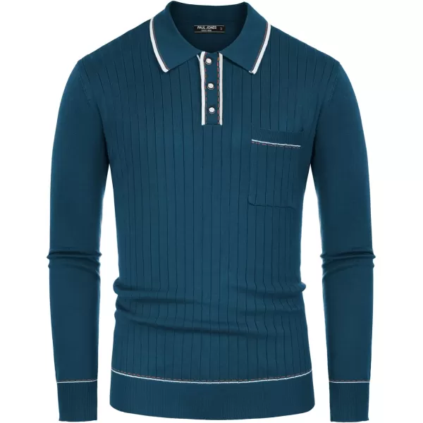 PJ PAUL JONES Mens Long Sleeve Pullover Sweaters Vintage Button-Up Knit Shirt