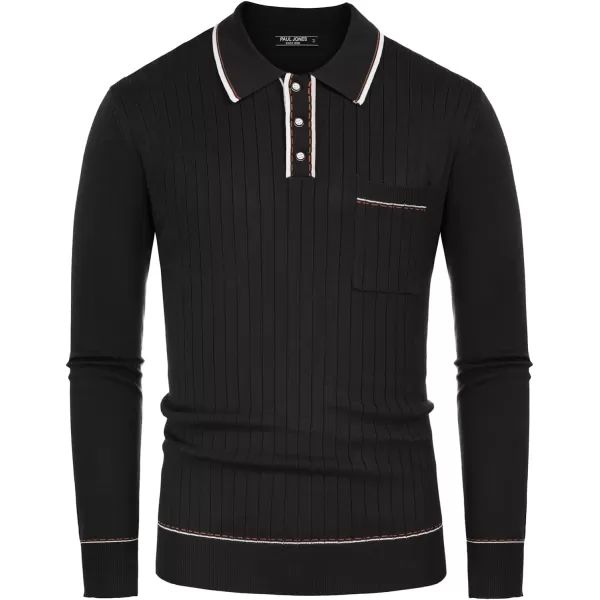 PJ PAUL JONES Mens Long Sleeve Pullover Sweaters Vintage Button-Up Knit Shirt