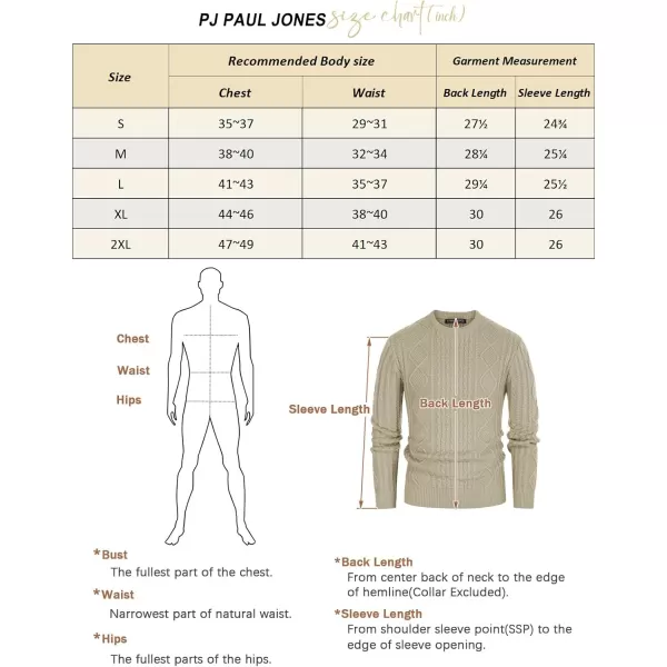 PJ PAUL JONES Men's Military Pullover Sweater Crewneck Vintage Cable Knit Sweater with Suede Patchwork