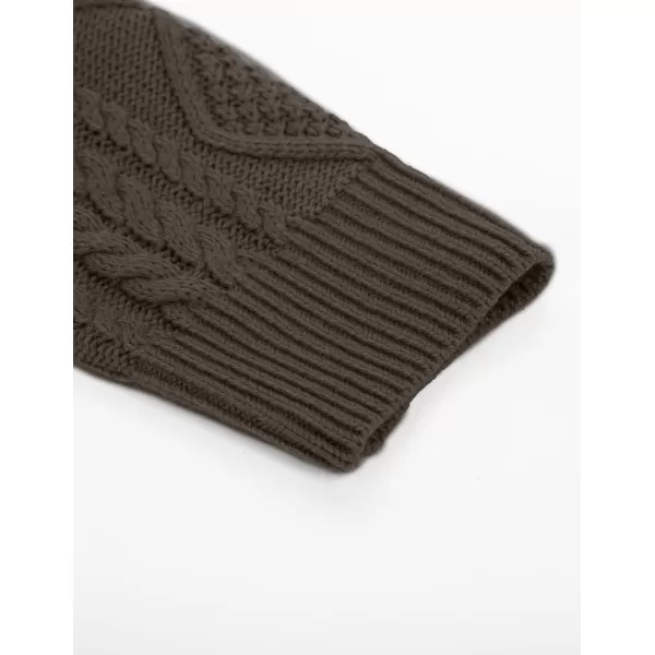 PJ PAUL JONES Men's Military Pullover Sweater Crewneck Vintage Cable Knit Sweater with Suede Patchwork