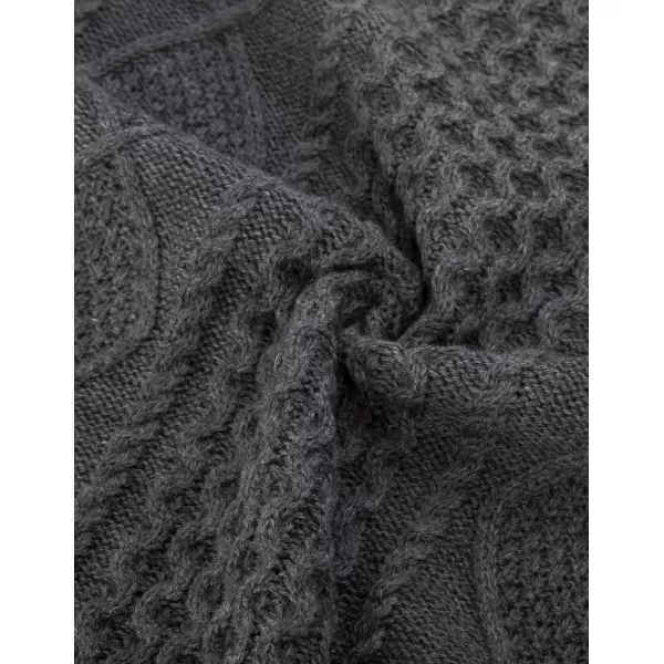 PJ PAUL JONES Men's Military Pullover Sweater Crewneck Vintage Cable Knit Sweater with Suede Patchwork