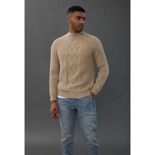PJ PAUL JONES Men's Mock Turtleneck Sweater Casual Cable Knit Twisted Pullover Sweaters