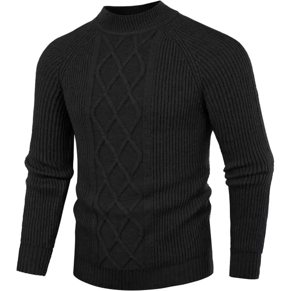 PJ PAUL JONES Men's Mock Turtleneck Sweater Casual Cable Knit Twisted Pullover Sweaters