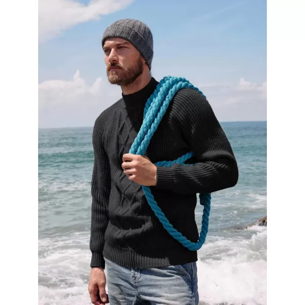 PJ PAUL JONES Men's Mock Turtleneck Sweater Casual Cable Knit Twisted Pullover Sweaters