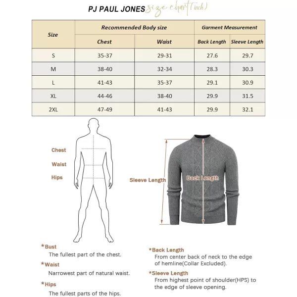 PJ PAUL JONES Men's Mock Turtleneck Sweater Casual Cable Knit Twisted Pullover Sweaters