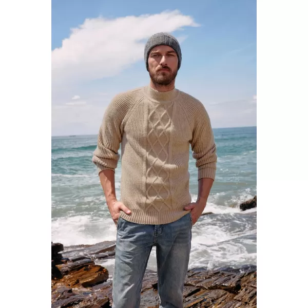 PJ PAUL JONES Men's Mock Turtleneck Sweater Casual Cable Knit Twisted Pullover Sweaters