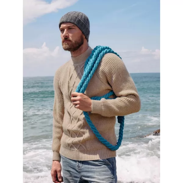 PJ PAUL JONES Men's Mock Turtleneck Sweater Casual Cable Knit Twisted Pullover Sweaters