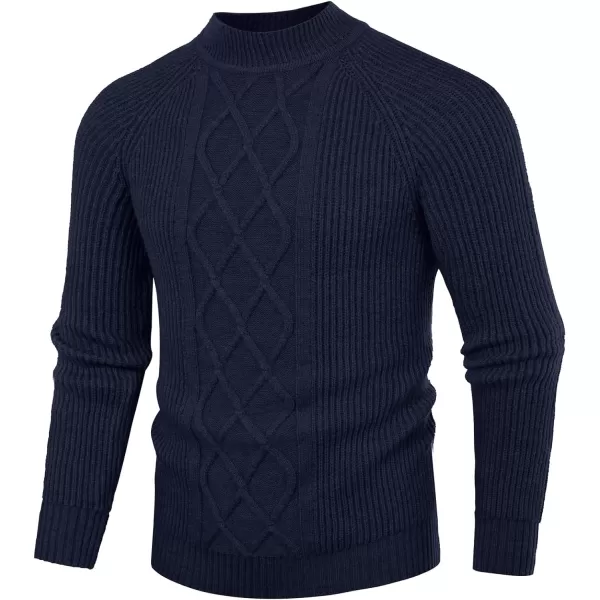PJ PAUL JONES Men's Mock Turtleneck Sweater Casual Cable Knit Twisted Pullover Sweaters