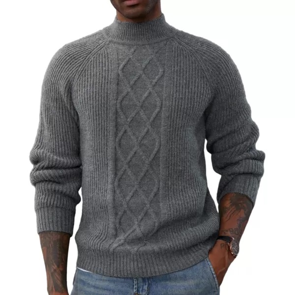 PJ PAUL JONES Men's Mock Turtleneck Sweater Casual Cable Knit Twisted Pullover Sweaters