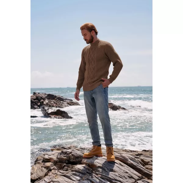 PJ PAUL JONES Men's Mock Turtleneck Sweater Casual Cable Knit Twisted Pullover Sweaters