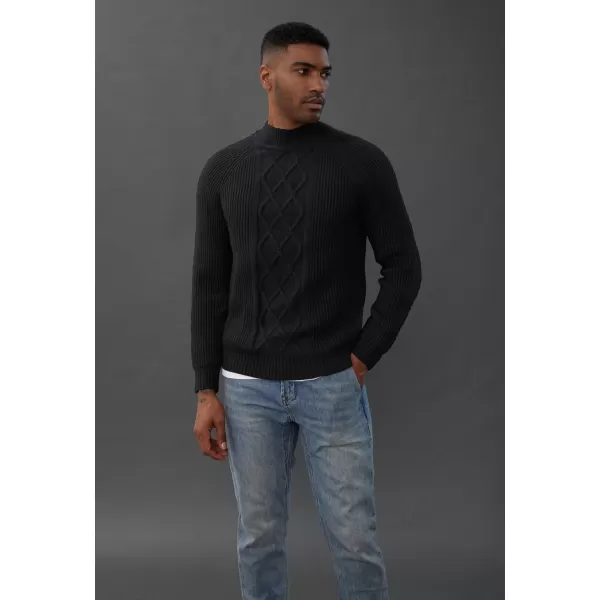 PJ PAUL JONES Men's Mock Turtleneck Sweater Casual Cable Knit Twisted Pullover Sweaters