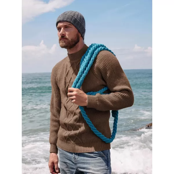 PJ PAUL JONES Men's Mock Turtleneck Sweater Casual Cable Knit Twisted Pullover Sweaters