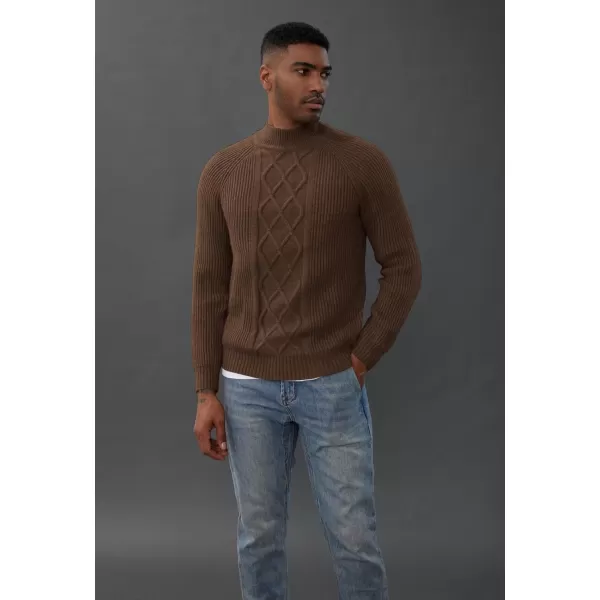 PJ PAUL JONES Men's Mock Turtleneck Sweater Casual Cable Knit Twisted Pullover Sweaters