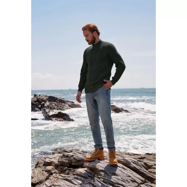 PJ PAUL JONES Men's Mock Turtleneck Sweater Casual Cable Knit Twisted Pullover Sweaters