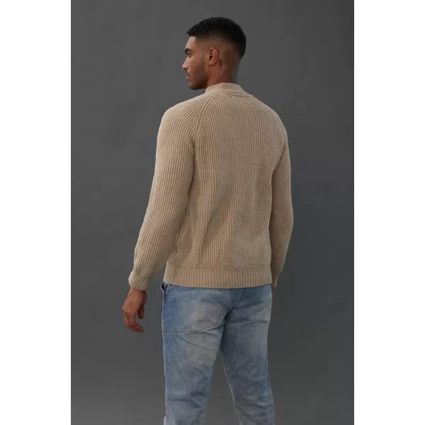 PJ PAUL JONES Men's Mock Turtleneck Sweater Casual Cable Knit Twisted Pullover Sweaters