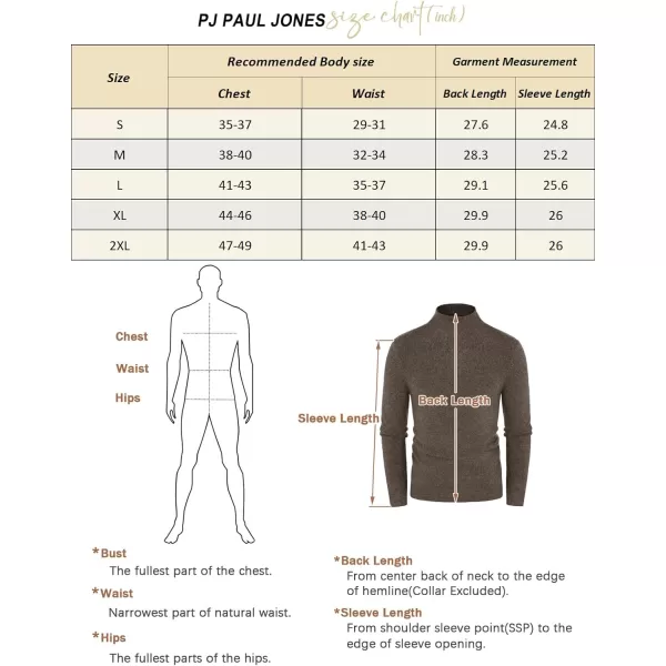 PJ PAUL JONES Men's Mock Turtleneck Sweater Long Sleeve Undershirts Wool Blend Pullover Sweaters