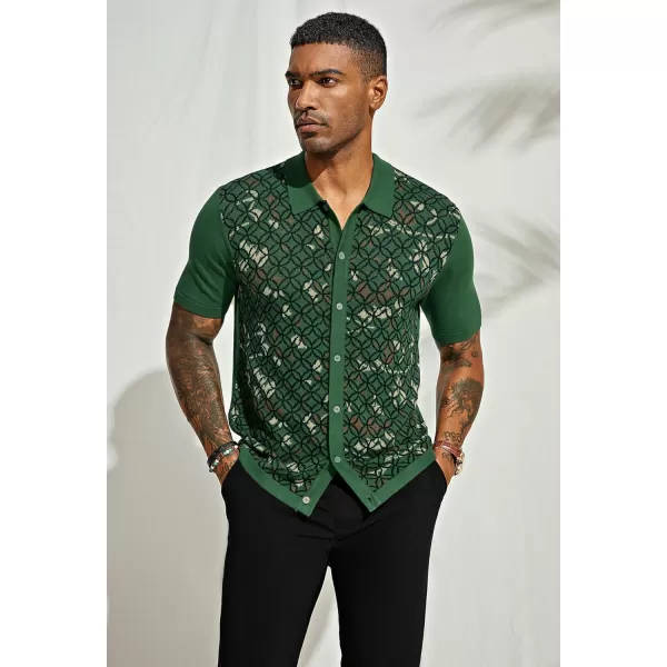 PJ PAUL JONES Mens Old Money Polo Shirt Vintage Lapel Collar Knit Shirt Pattern Short Sleeve Button Down Shirt