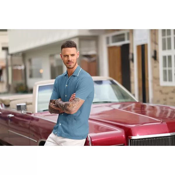 PJ PAUL JONES Men's Polo Shirt Button Down Knit Shirt Casual Summer Beach Golf Polo