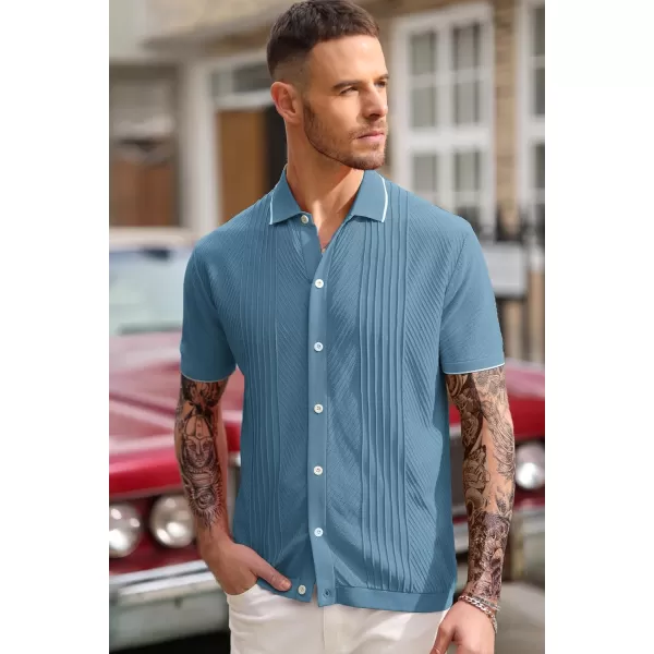 PJ PAUL JONES Men's Polo Shirt Button Down Knit Shirt Casual Summer Beach Golf Polo