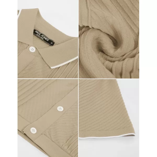 PJ PAUL JONES Men's Polo Shirt Button Down Knit Shirt Casual Summer Beach Golf Polo