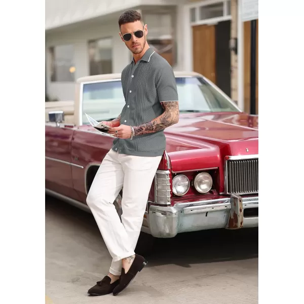 PJ PAUL JONES Men's Polo Shirt Button Down Knit Shirt Casual Summer Beach Golf Polo