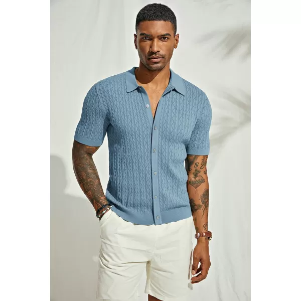 PJ PAUL JONES Men's Polo Shirt Hollowed-Out Textured Casual Knitted Golf Shirt