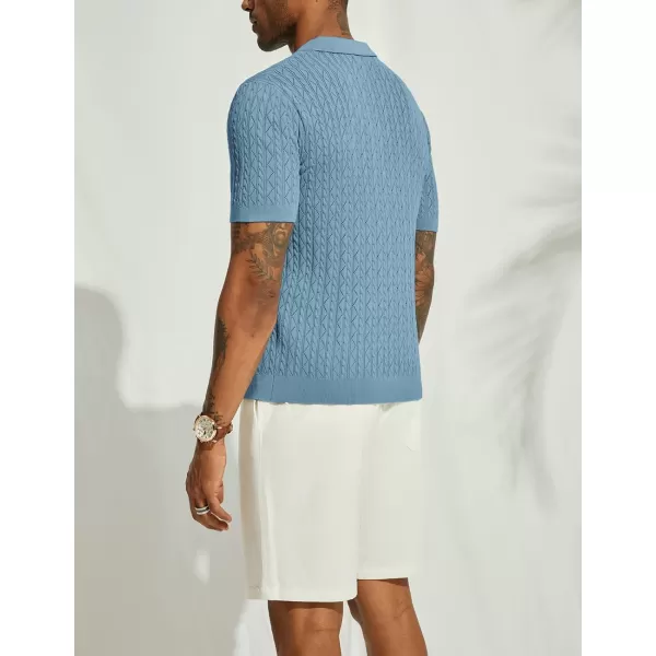 PJ PAUL JONES Men's Polo Shirt Hollowed-Out Textured Casual Knitted Golf Shirt