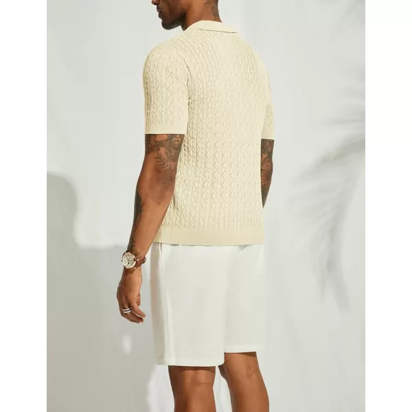 PJ PAUL JONES Men's Polo Shirt Hollowed-Out Textured Casual Knitted Golf Shirt