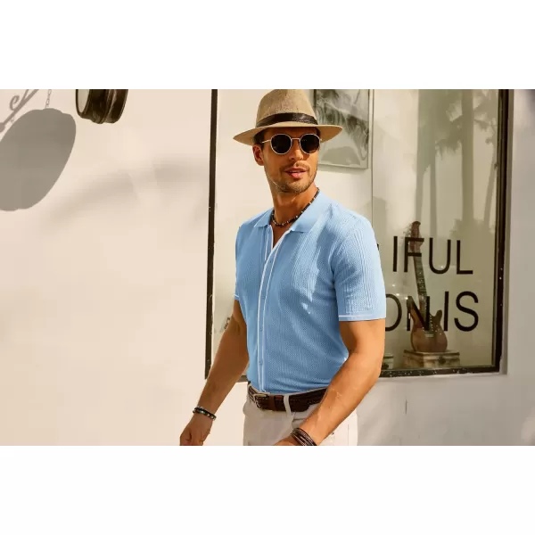 PJ PAUL JONES Men's Polo Shirt Vintage Short Sleeve Knit Shirt Casual Lightweight Hollow Out Shirt