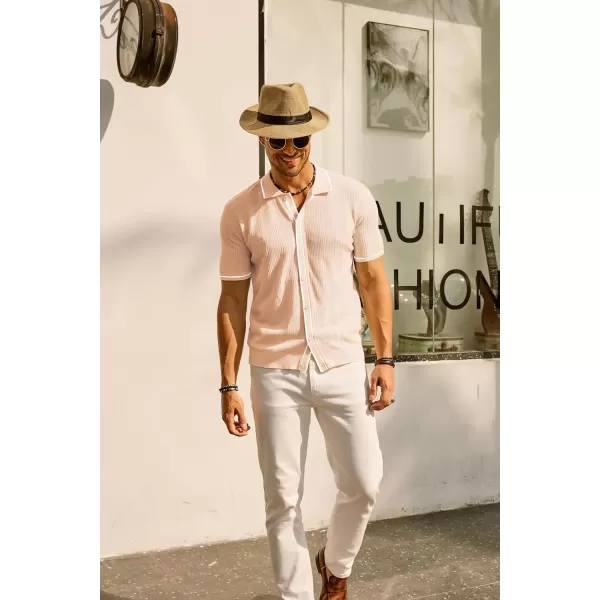 PJ PAUL JONES Men's Polo Shirt Vintage Short Sleeve Knit Shirt Casual Lightweight Hollow Out Shirt