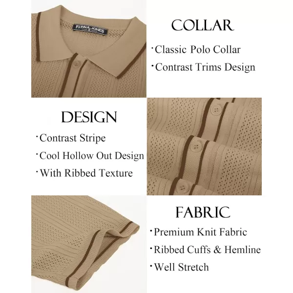 PJ PAUL JONES Men's Polo Shirt Vintage Short Sleeve Knit Shirt Casual Lightweight Hollow Out Shirt