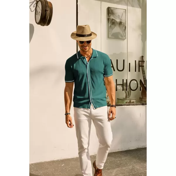 PJ PAUL JONES Men's Polo Shirt Vintage Short Sleeve Knit Shirt Casual Lightweight Hollow Out Shirt