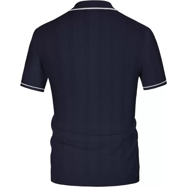 PJ PAUL JONES Men's Polo Shirt Vintage Short Sleeve Knit Shirt Casual Lightweight Hollow Out Shirt
