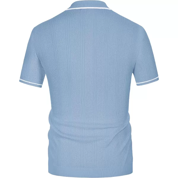 PJ PAUL JONES Men's Polo Shirt Vintage Short Sleeve Knit Shirt Casual Lightweight Hollow Out Shirt