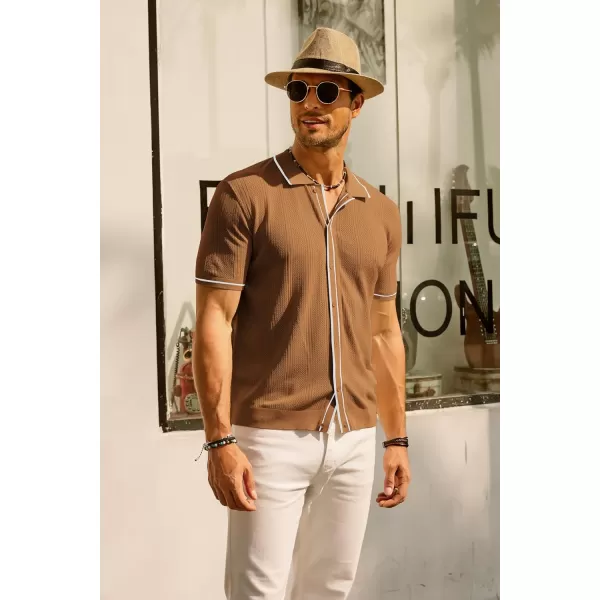 PJ PAUL JONES Men's Polo Shirt Vintage Short Sleeve Knit Shirt Casual Lightweight Hollow Out Shirt