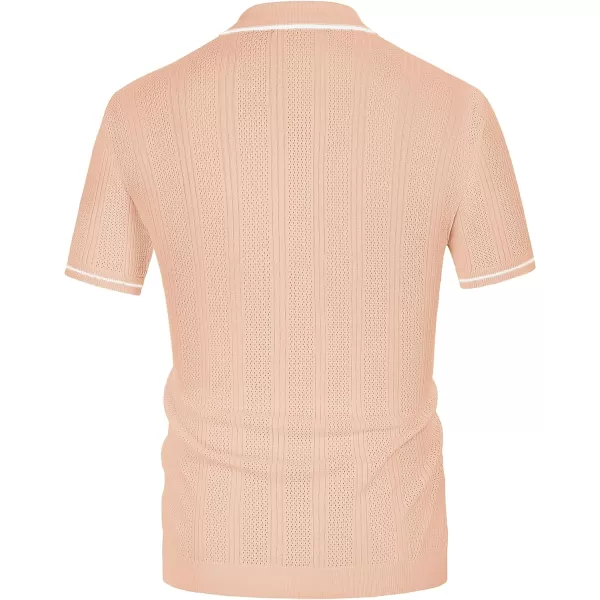PJ PAUL JONES Men's Polo Shirt Vintage Short Sleeve Knit Shirt Casual Lightweight Hollow Out Shirt