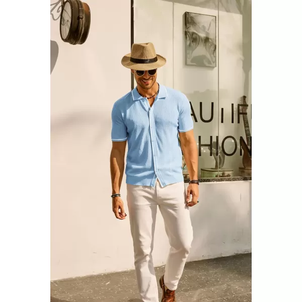 PJ PAUL JONES Men's Polo Shirt Vintage Short Sleeve Knit Shirt Casual Lightweight Hollow Out Shirt