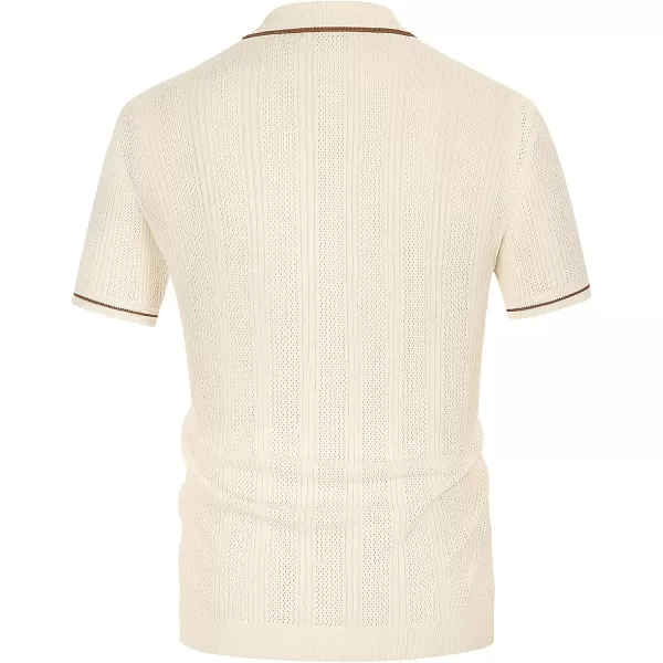 PJ PAUL JONES Men's Polo Shirt Vintage Short Sleeve Knit Shirt Casual Lightweight Hollow Out Shirt