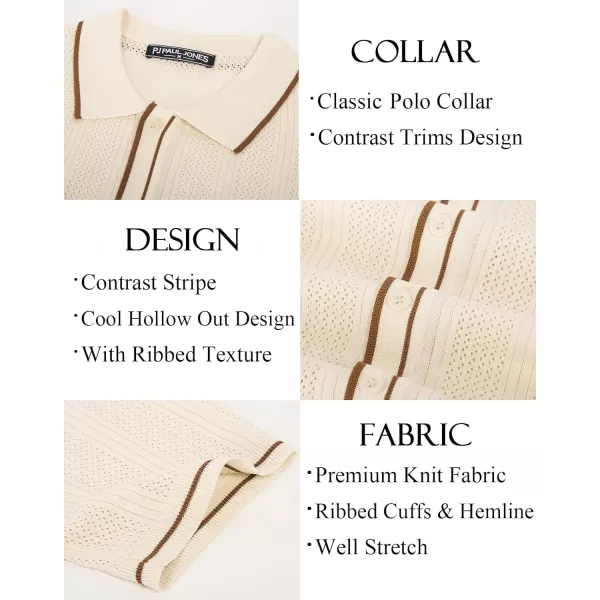 PJ PAUL JONES Men's Polo Shirt Vintage Short Sleeve Knit Shirt Casual Lightweight Hollow Out Shirt