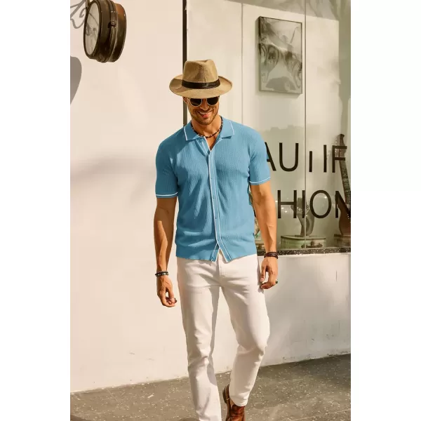 PJ PAUL JONES Men's Polo Shirt Vintage Short Sleeve Knit Shirt Casual Lightweight Hollow Out Shirt