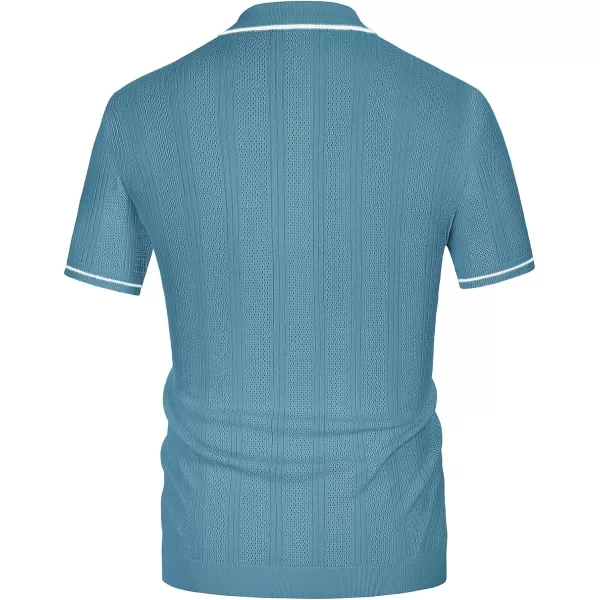 PJ PAUL JONES Men's Polo Shirt Vintage Short Sleeve Knit Shirt Casual Lightweight Hollow Out Shirt