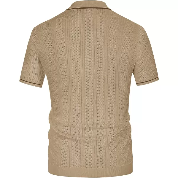 PJ PAUL JONES Men's Polo Shirt Vintage Short Sleeve Knit Shirt Casual Lightweight Hollow Out Shirt