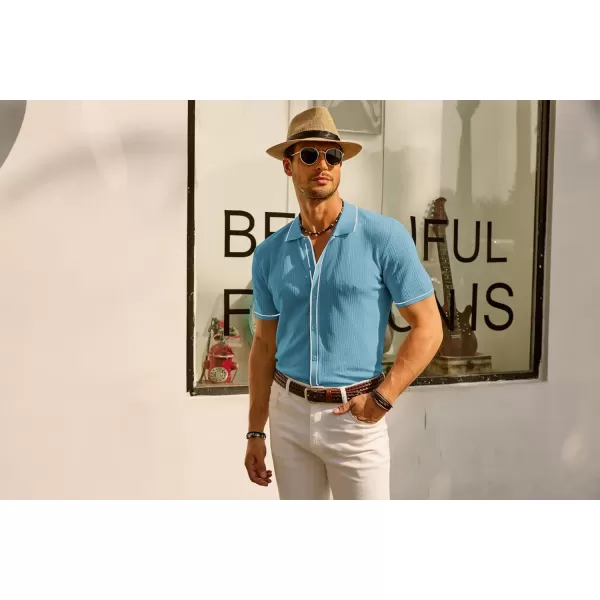 PJ PAUL JONES Men's Polo Shirt Vintage Short Sleeve Knit Shirt Casual Lightweight Hollow Out Shirt