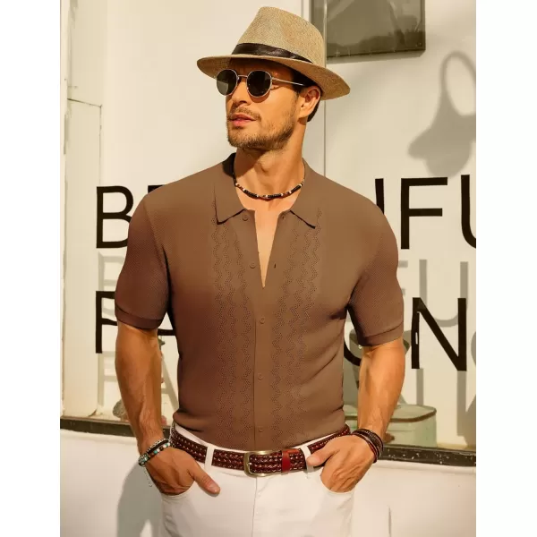 PJ PAUL JONES Men's Polo Shirts Breathable Knit Shirt Vintage Knitted Shirt Short Sleeve Hollowed Out Clothing