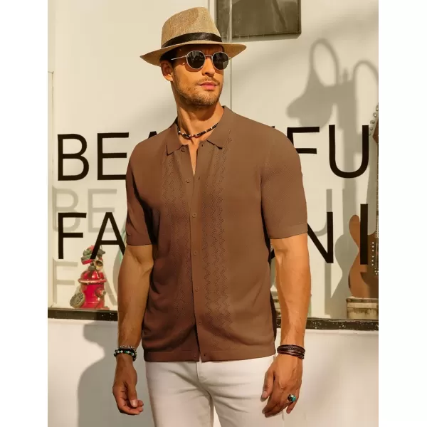 PJ PAUL JONES Men's Polo Shirts Breathable Knit Shirt Vintage Knitted Shirt Short Sleeve Hollowed Out Clothing