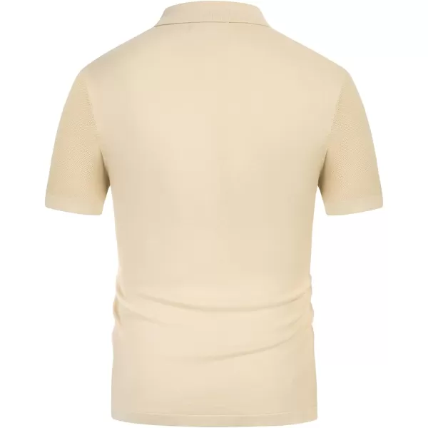 PJ PAUL JONES Men's Polo Shirts Breathable Knit Shirt Vintage Knitted Shirt Short Sleeve Hollowed Out Clothing