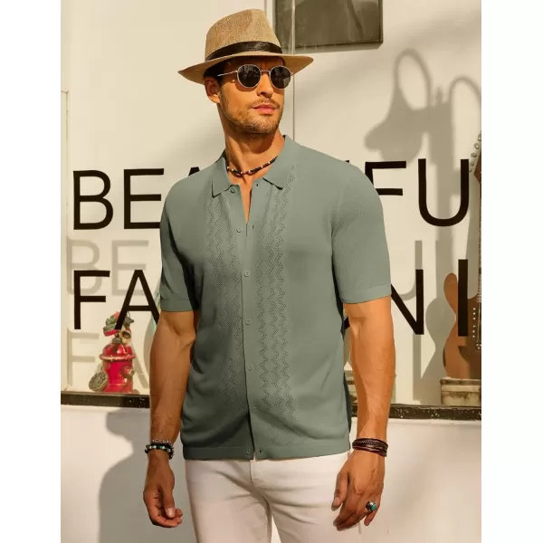 PJ PAUL JONES Men's Polo Shirts Breathable Knit Shirt Vintage Knitted Shirt Short Sleeve Hollowed Out Clothing