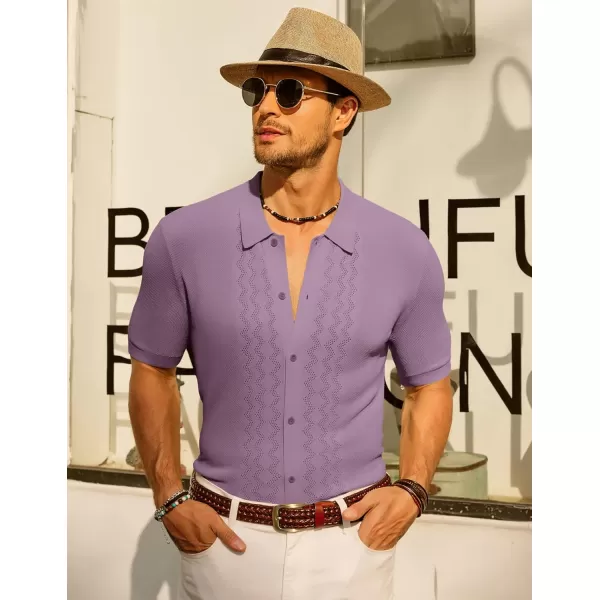 PJ PAUL JONES Men's Polo Shirts Breathable Knit Shirt Vintage Knitted Shirt Short Sleeve Hollowed Out Clothing